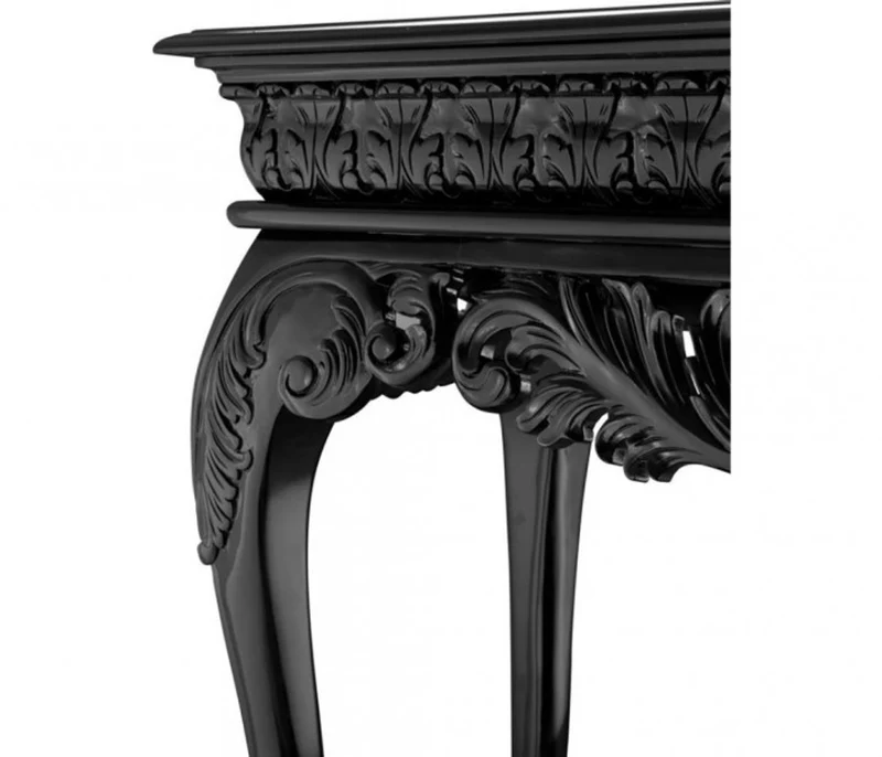Casa Padrino Luxus Konsole im Barockstil aus Mahagoni Holz, gewachstes Schwarz, 152 x 52 x H. 101 cm