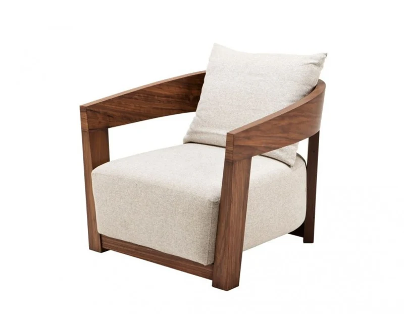 Casa Padrino Luxus Art Deco Sessel aus Mahagoni Holz in Walnussbraun und Hellgrau - 74 x 76 x 76 cm