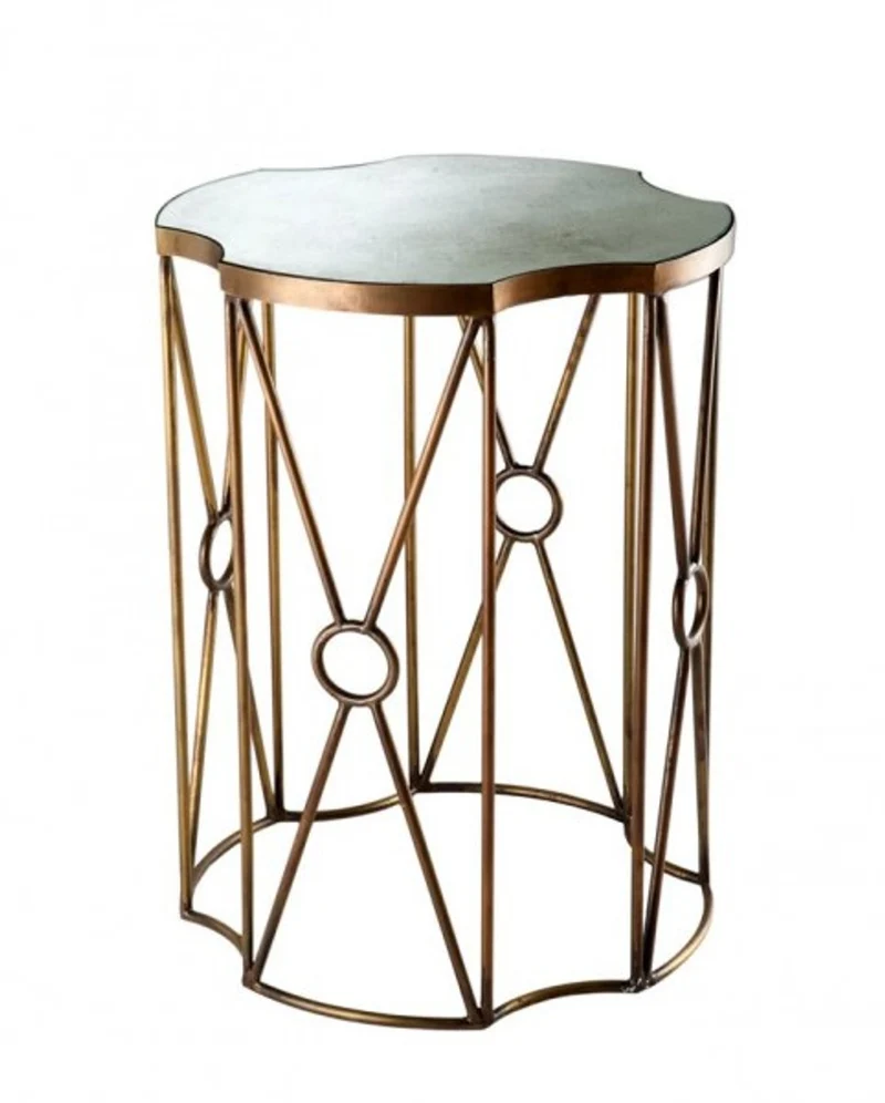 Casa Padrino Luxus Art Deco Designer Beistelltisch 2er Set in Antik Messing - 55 x H. 72 cm / 44,5 x H. 56,5 cm