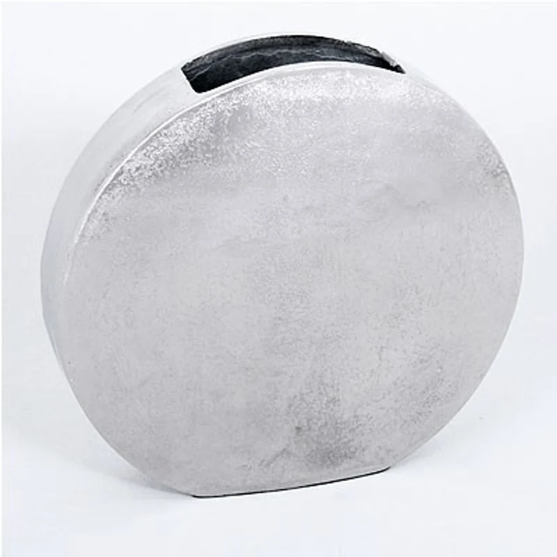Casa Padrino Designer Aluminium Blumenvase, Vintage Look, Silber, 38 x 8 x H 40 cm