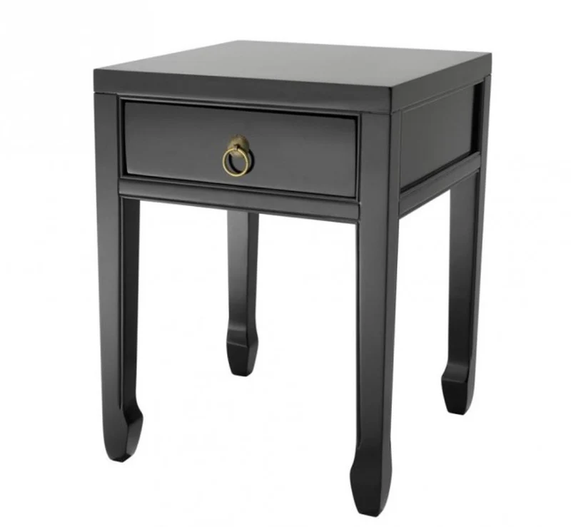 Casa Padrino Luxus Art Deco Designer Beistelltisch aus Birkenholz in Schwarz und antikem Messing 40 x 40 x H. 53 cm