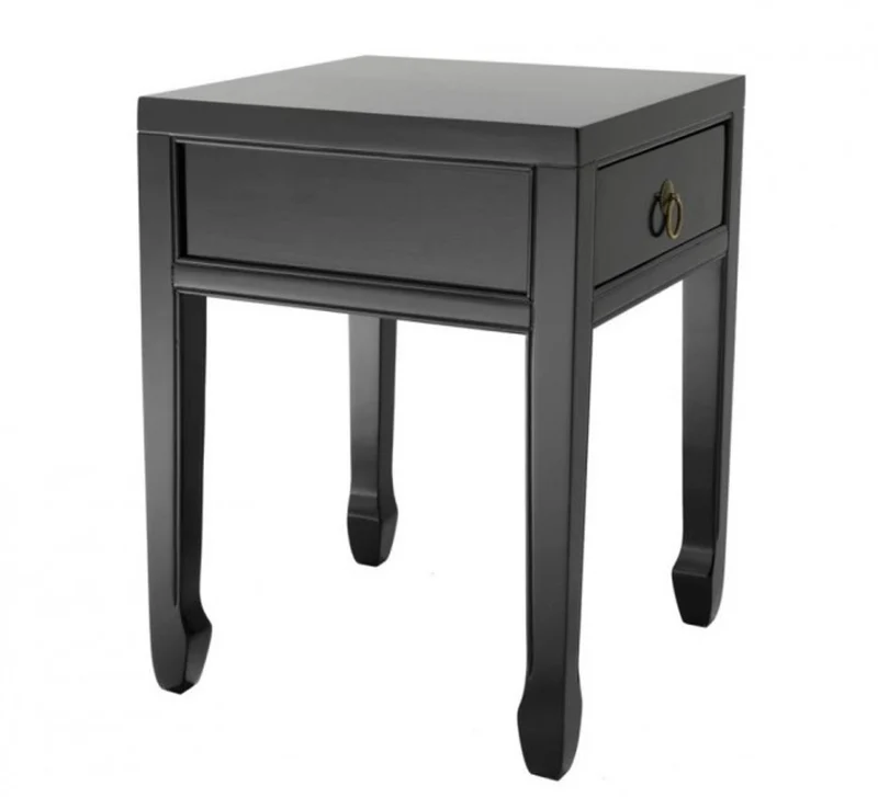 Casa Padrino Luxus Art Deco Designer Beistelltisch aus Birkenholz in Schwarz und antikem Messing 40 x 40 x H. 53 cm