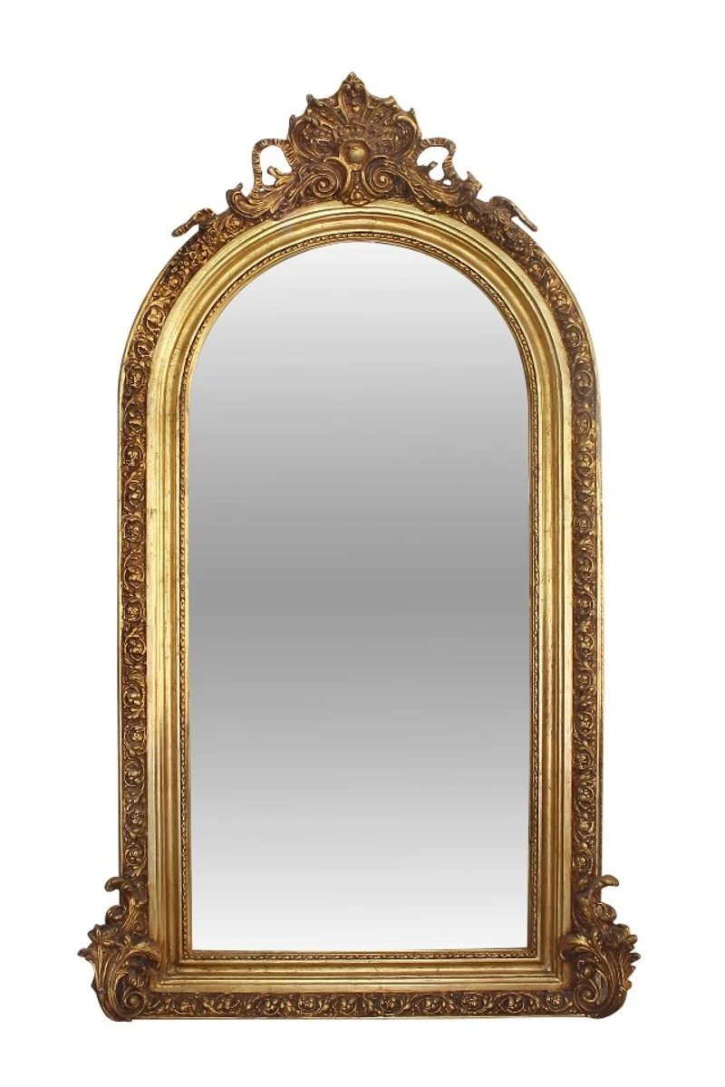 Casa Padrino Luxus Wohnzimmerspiegel Barock Stil Gold 110 x H. 210 cm - Prunkvoller Wandspiegel