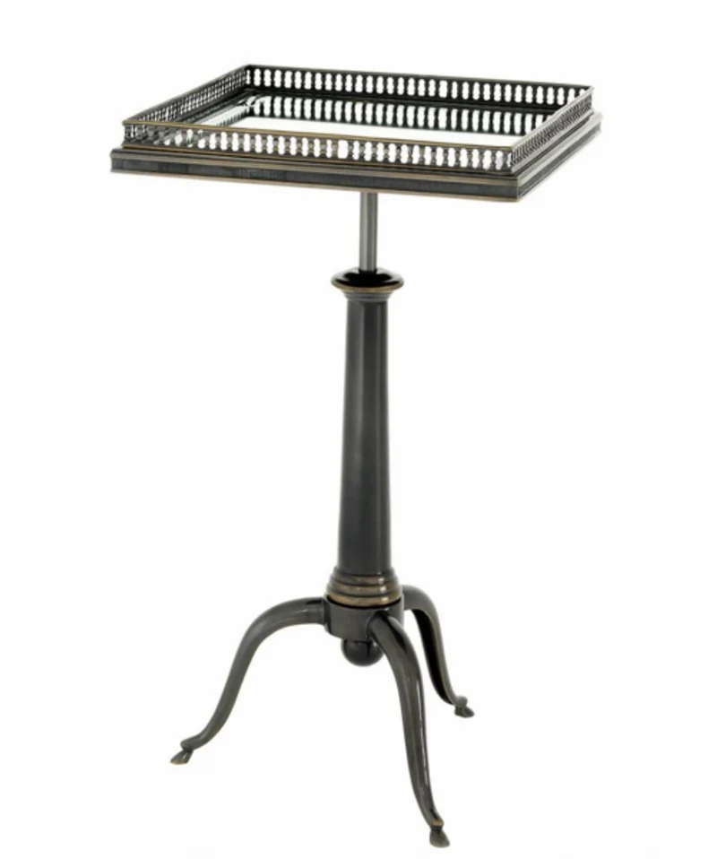 Casa Padrino Luxus Art Deco Designer Beistelltisch Anthrazit, 40 x 40 x H. 61-71 cm