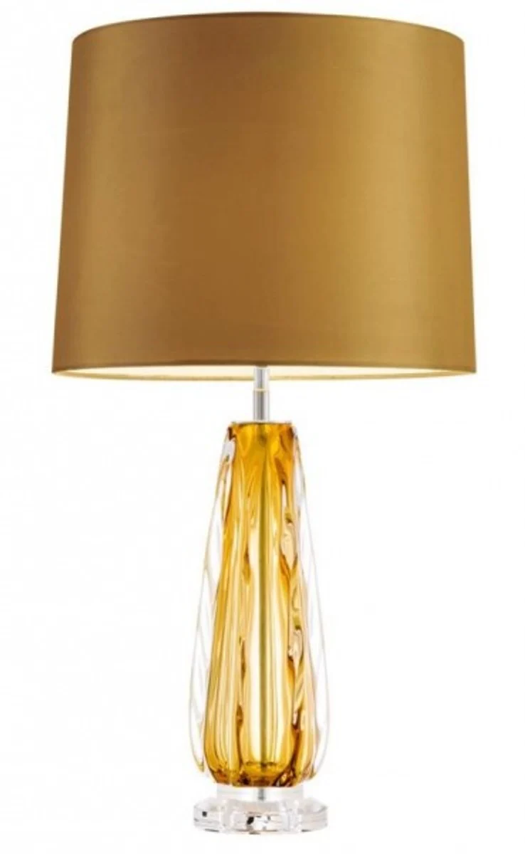 Casa Padrino Luxus Tischleuchte in Gelb und Gold - 75,5 cm Höhe - Elegante Designleuchte für gehobene Wohnräume
