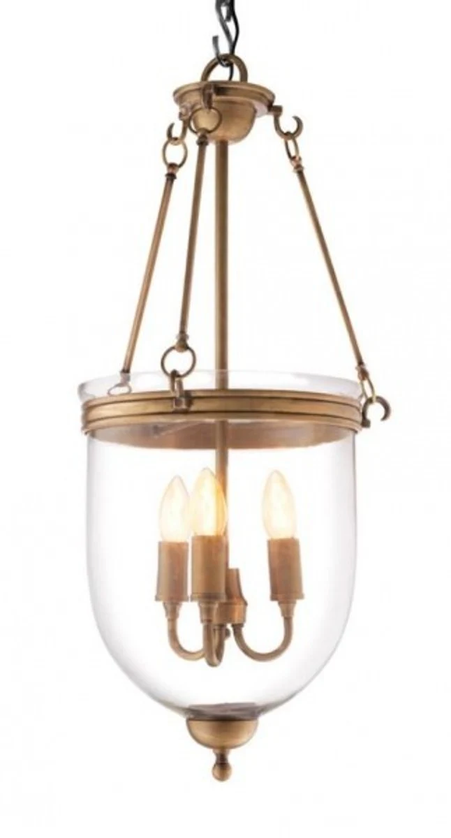 Casa Padrino Luxus Laterne - Luxus Messing Hängeleuchte im Vintage Look - Durchmesser 32 x H 70 cm