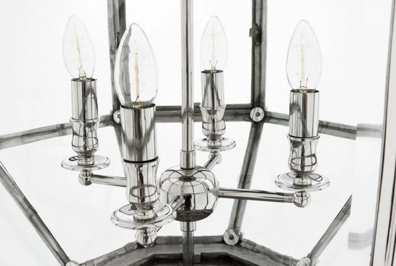 Casa Padrino Luxus Laterne - Luxus Nickel Hängeleuchte, Durchmesser 60 x H 85 cm