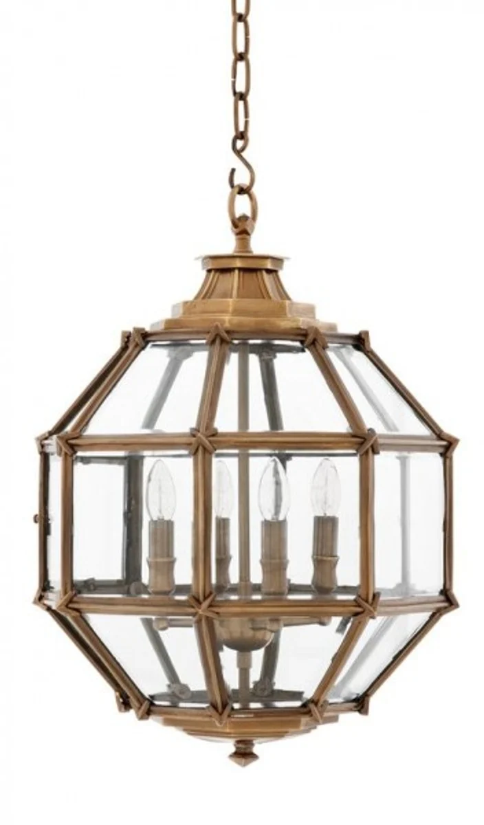 Casa Padrino Luxus Laterne - Luxus Messing Hängeleuchte im Vintage Look - Durchmesser 43 x H 63 cm